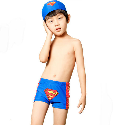 Free shipping kids cartoon super man swimming trunks bathing shorts for boy child swim trunks with