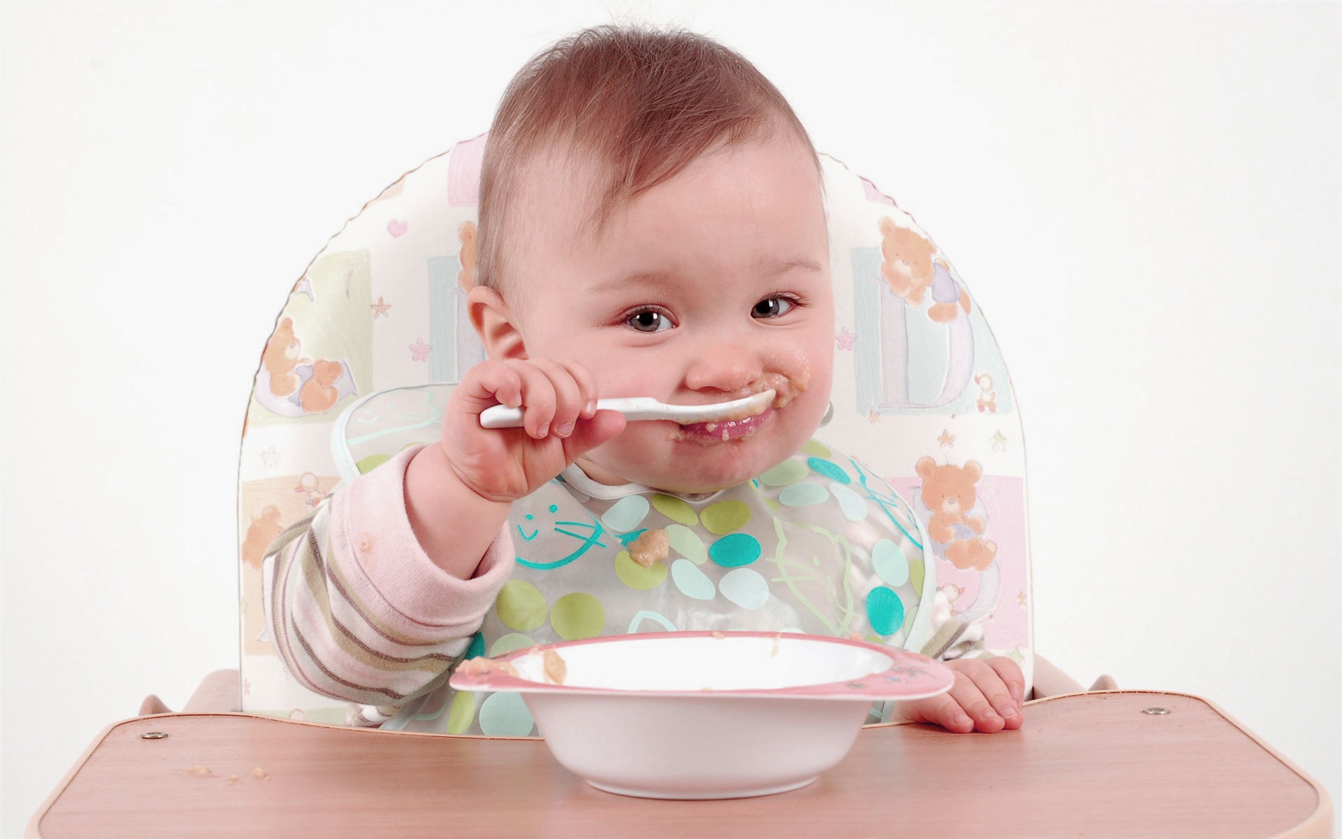Cute baby self eating funny photo